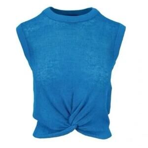 Veronica Beard Kellen Turquoise Front Knot Sleeveless Sweater